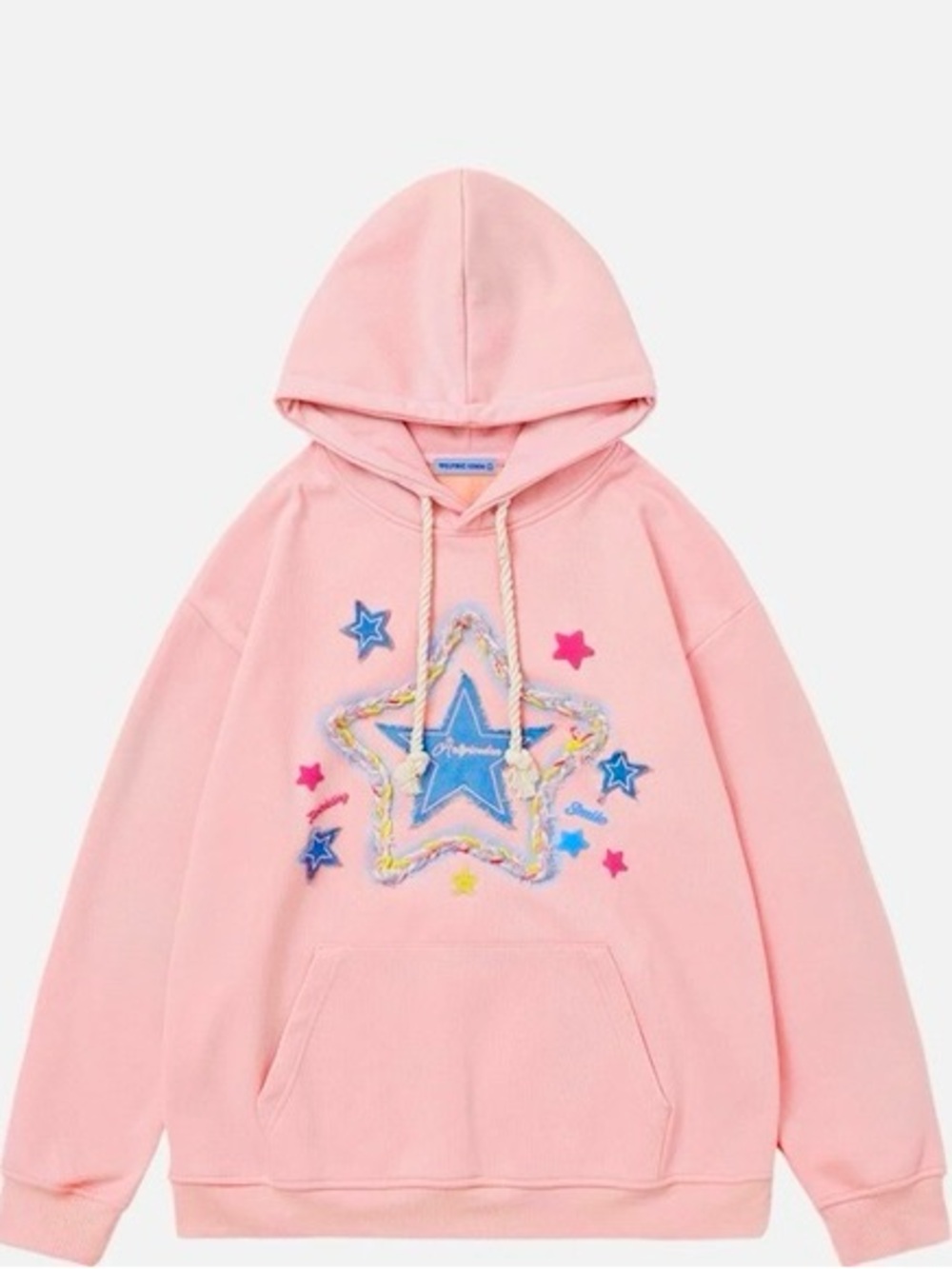 Aelfric Eden Vintage Embroidery Star Hoodie Pink Oversized S